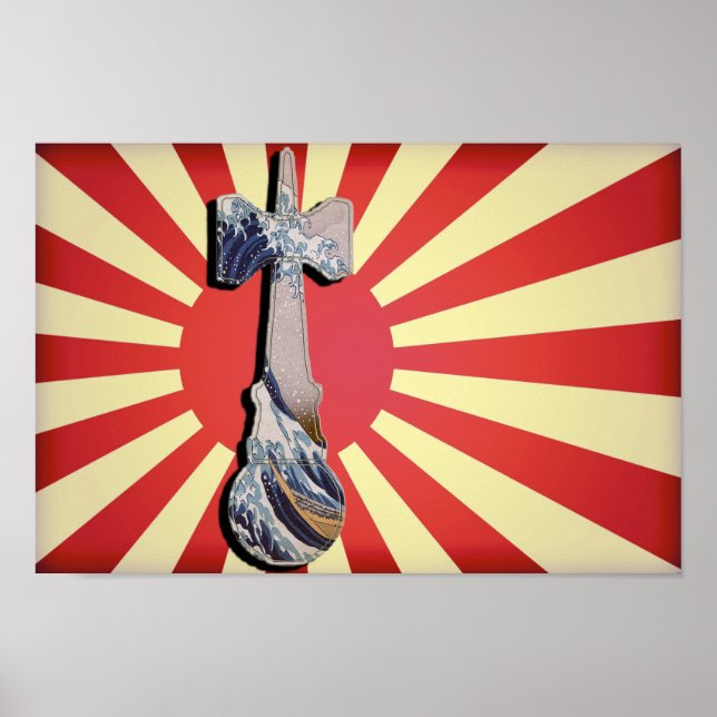 Poster Phare de Kendama Wave avec drapeau Vintage du Japo (Devant)