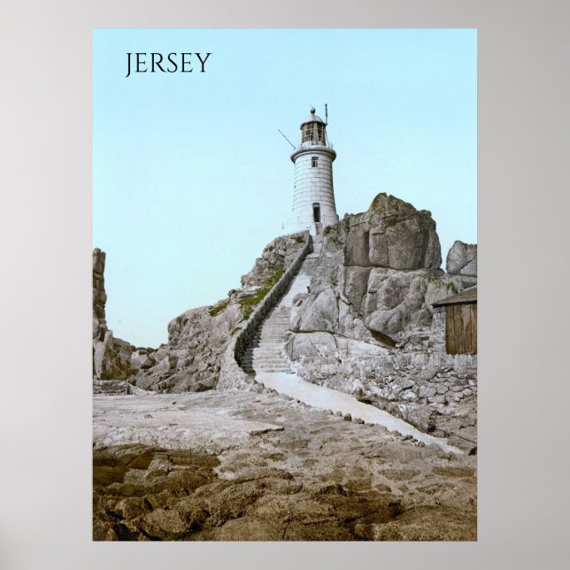 Poster Phare de La Corbière à Jersey (1900) (Devant)