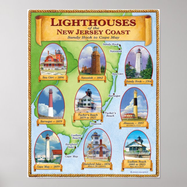 Poster Phare de la côte du New Jersey (Devant)