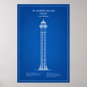Poster Phare de l'île St. Martin - Michigan – AD