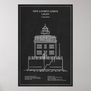 Poster Phare de New London Ledge - Connecticut – PD