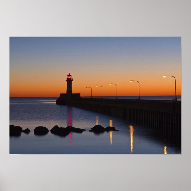 Poster Phare de North Pier à Duluth, Minnesota, (Devant)