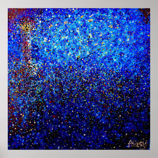Poster Phare de nuit Pointillisme Art
