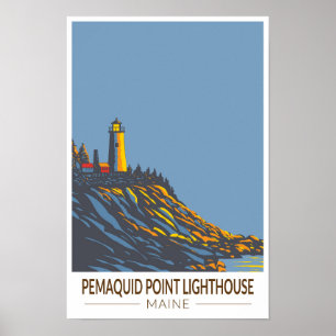 Poster Phare de Pemaquid Point Maine Voyage Artistique Vi