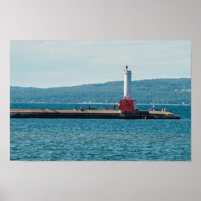Poster Phare de Petoskey Pierhead, Petoskey, Michigan (Devant)