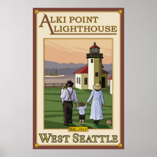 Poster Phare de point d'Alki - Seattle occidental,