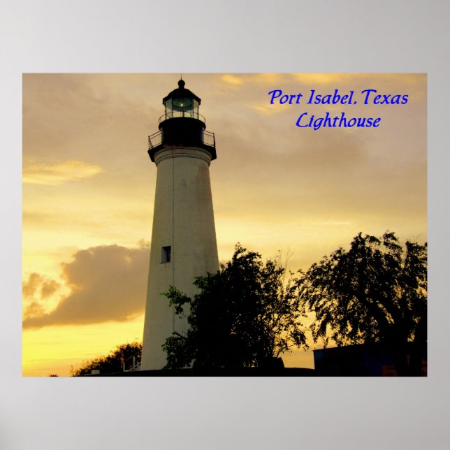 Poster Phare de Port Isabel à l'affiche du coucher du sol (Devant)