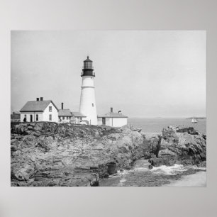 Poster Phare de Portland Head, 1902. Photo vintage