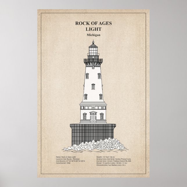 Poster Phare de Rock of Ages - Michigan - SBD (Devant)