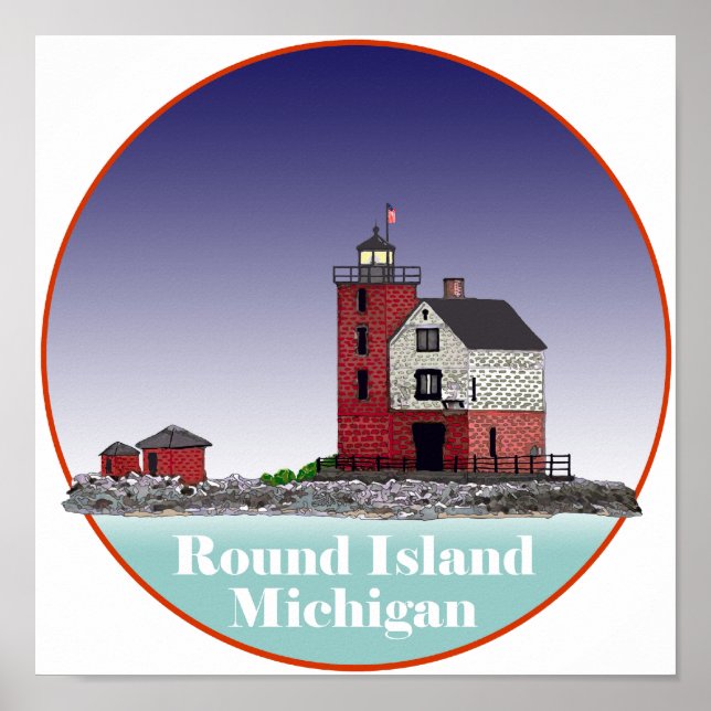 Poster Phare de Round Island (Devant)