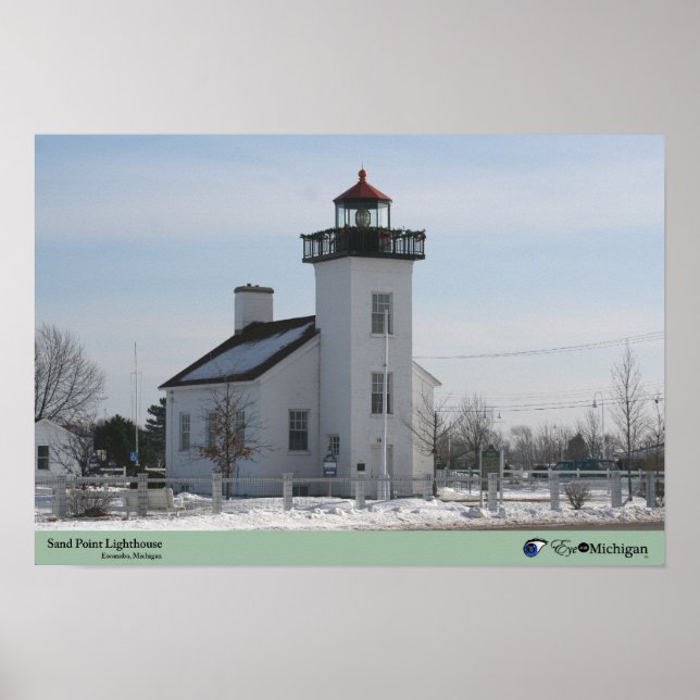Poster Phare de Sand Point - Escanaba, MI (Devant)