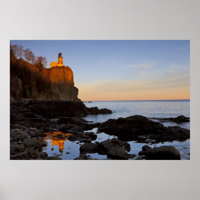 Poster Phare de Split Rock au coucher du soleil près de T (Devant)