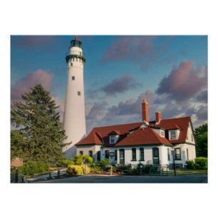 Poster Phare de Wind Point sur le lac Michigan