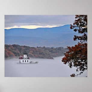 Poster Phare d'Esopus Meadows dans le brouillard