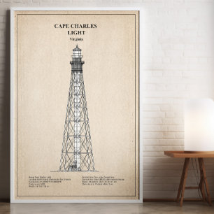 Poster Phare du cap Charles - Virginie - SBD