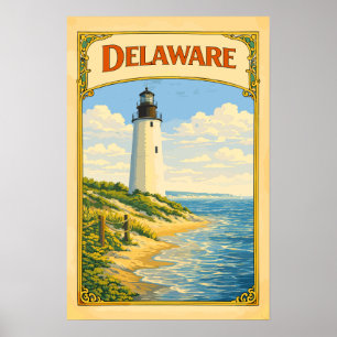 Poster Phare du Delaware Vintage