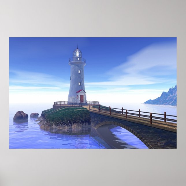 Poster Phare Elliot Key - bleu des Caraïbes (Devant)