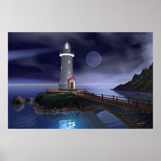 Poster Phare Elliot Key - Pleine lune (Devant)