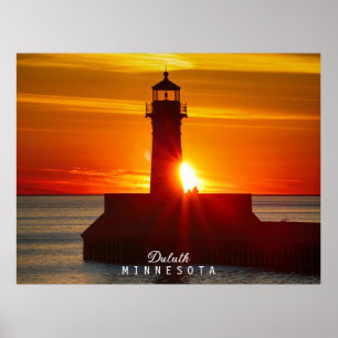 Poster Phare et lever de soleil du Minnesota