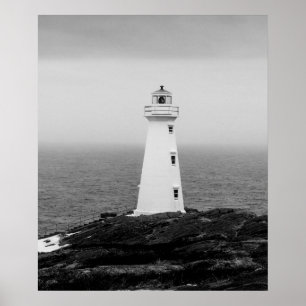 Poster Phare minimaliste noir blanc