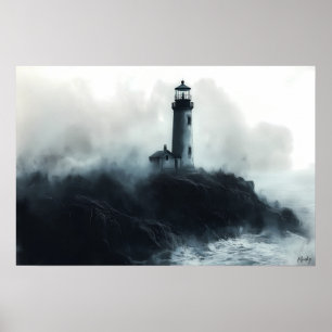 Poster Phare Mystique Parmi les Vagues de l'Océan – Charb