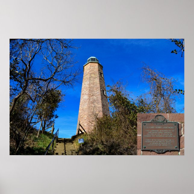 Poster Phare Old Cape Henry - Fort Story, Virginie (Devant)
