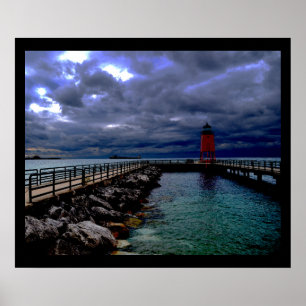 Poster Phare sous ciel tempétueux