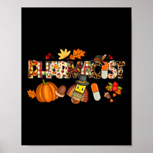 Poster Pharmacien Leopard Casquette Automne Thanksgiving 