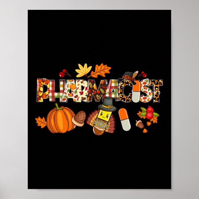 Poster Pharmacien Leopard Casquette Automne Thanksgiving  (Devant)