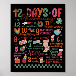 Poster Pharmacy Christmas Shirt - 12 Days Of Pharmacy Tec