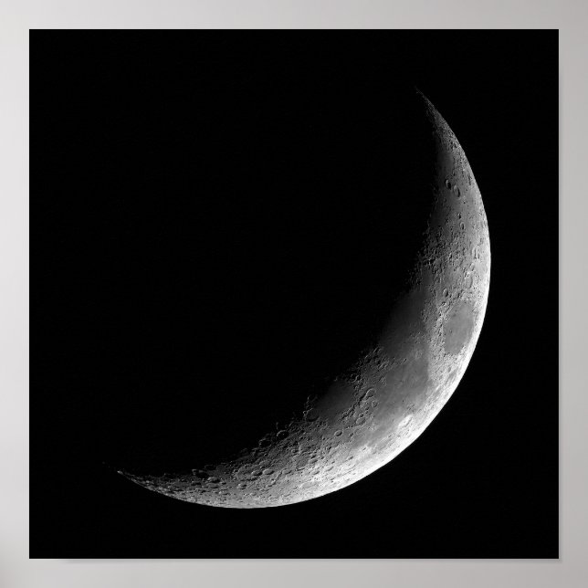 POSTER PHASES DE LA LUNE, LUNE CRÉCENTE. PHOTO 3 DE 5. (Devant)