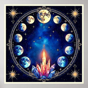 Poster Phases de Lune Cristal Cosmos