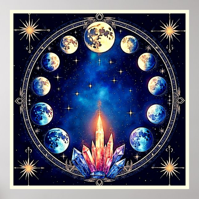 Poster Phases de Lune Cristal Cosmos (Devant)