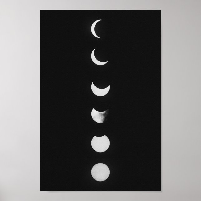 Poster Phases de lune et Eclipse en noir et blanc photo (Devant)