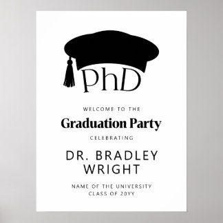 Poster PhD Doctoral Grad Hat Doctoral Graduation Welcome 
