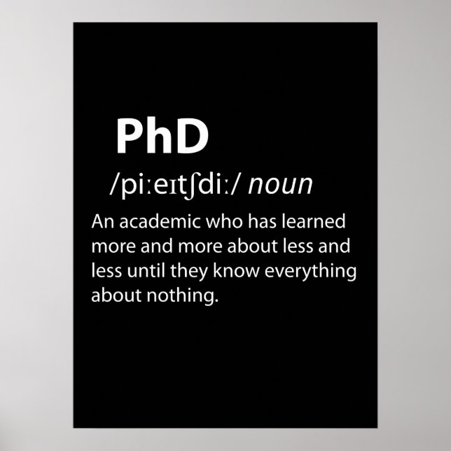 Poster PhD Drôle Dictionnaire Définition (Devant)