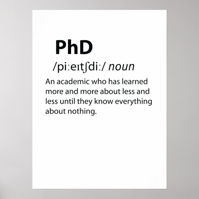 Poster PhD Drôle Dictionnaire Définition (Devant)
