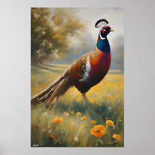 Poster Pheasant Oil Painting Style