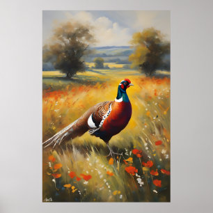 Poster Pheasant Oil Painting Style