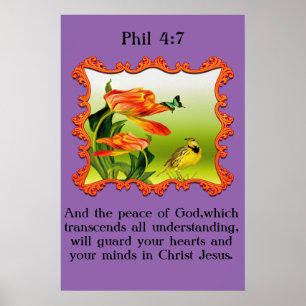 Poster Phil 4:7 Canari jaune et noir mockbird