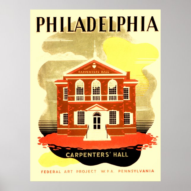 Poster Philadelphia Pennsylvania Carpenters Hall (Devant)