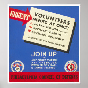 Poster Philadelphie Défense - des volontaires sont nécess