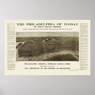 Poster Philadelphie, PA Carte panoramique - 1908