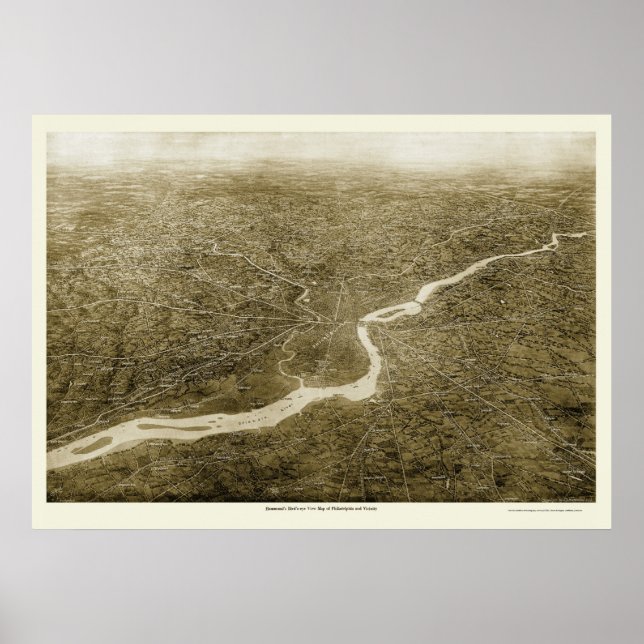 Poster Philadelphie, PA Carte panoramique - 1926 (Devant)