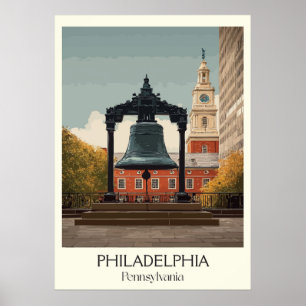 Poster Philadelphie PA Liberté Vintage Bell Histoire Art