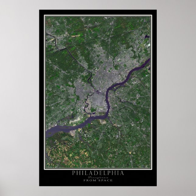 Poster Philadelphie Pennsylvanie Carte de l'affiche satel (Devant)