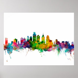 Poster Philadelphie Pennsylvanie Skyline