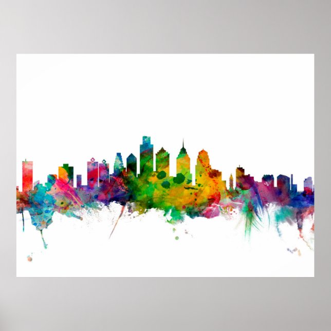 Poster Philadelphie Pennsylvanie Skyline (Devant)