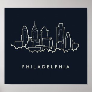 Poster Philadelphie Pennsylvanie Skyline