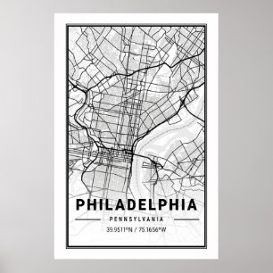 Poster Philadelphie Pennsylvanie USA Travel City Map